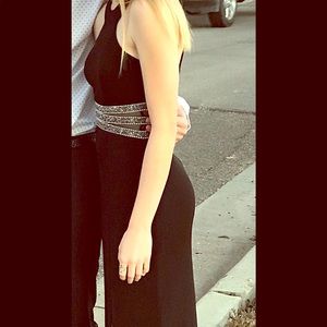 Speechless long black halter dress with sequins